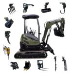 TYPHON 2.5 Ton Mini Excavator KUBOTA Diesel Engine USA W 14 attachments