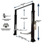 Tuxedo TP9KAC-TUX 9,000 lb Two Post Clear Floor - Asymmetric - Image 3