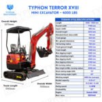 2025 Typhon Terror XVIII Rugged Mini Excavator 4000 lb Kubota D902 - Image 4