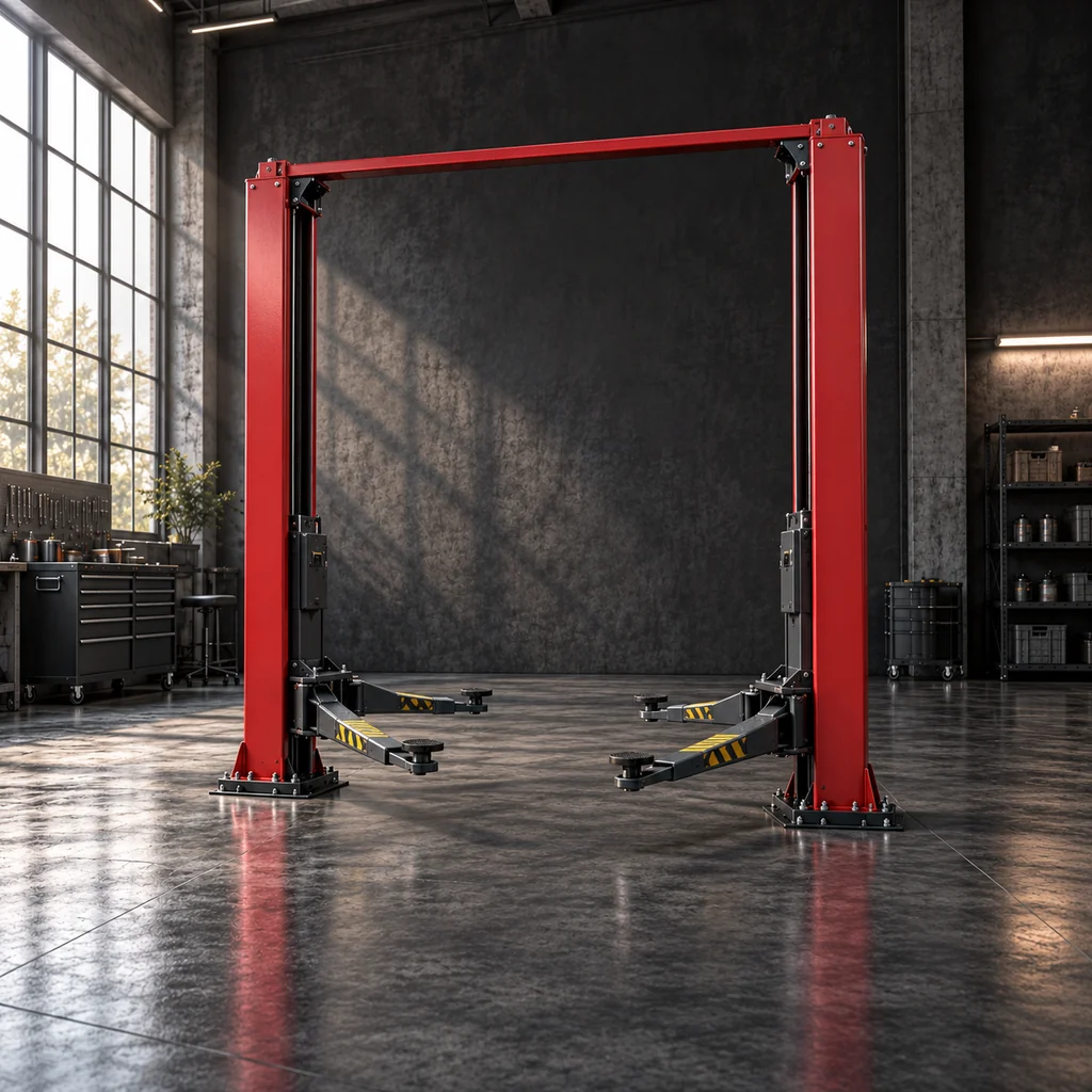 AI-generated illustration of car lifts in an industrial setting