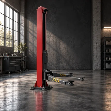 AI-generated illustration of single post lifts in an industrial setting