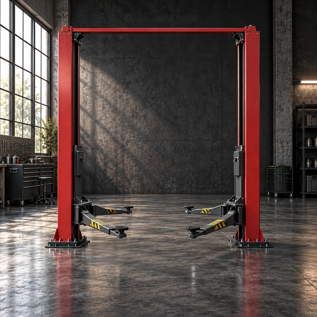 AI-generated illustration of two post lifts in an industrial setting